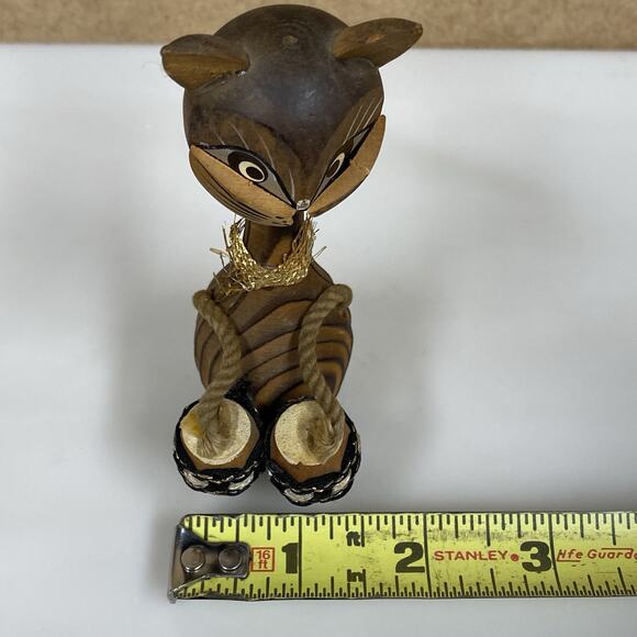 Vintage MCM Wooden Bobblehead Cat Playing Bongo Drums 4.5” Made In Japan - READ - Picture 8 of 9